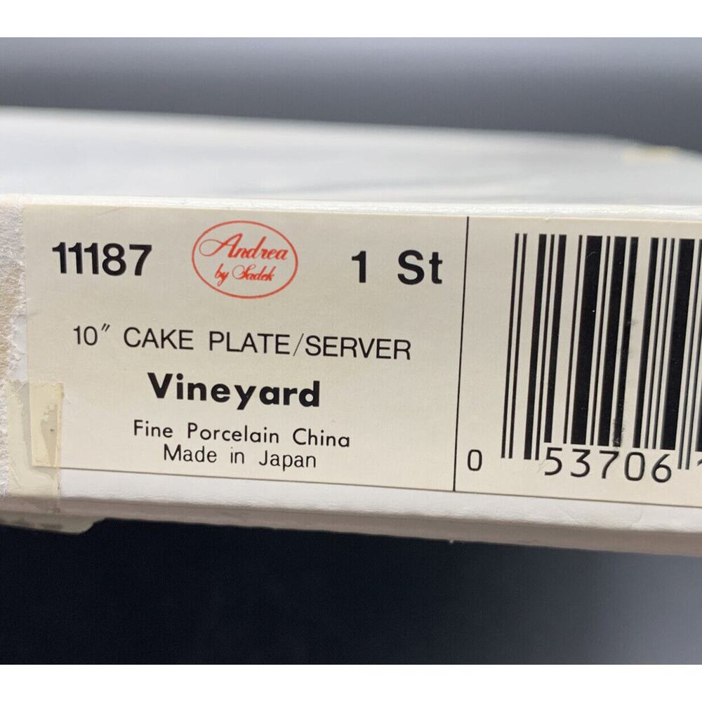 Vintage Andre by Sadek Cake serving Plate Spatula NIB Vineyard 10” Gold Rim Japa - Picture 9 of 9